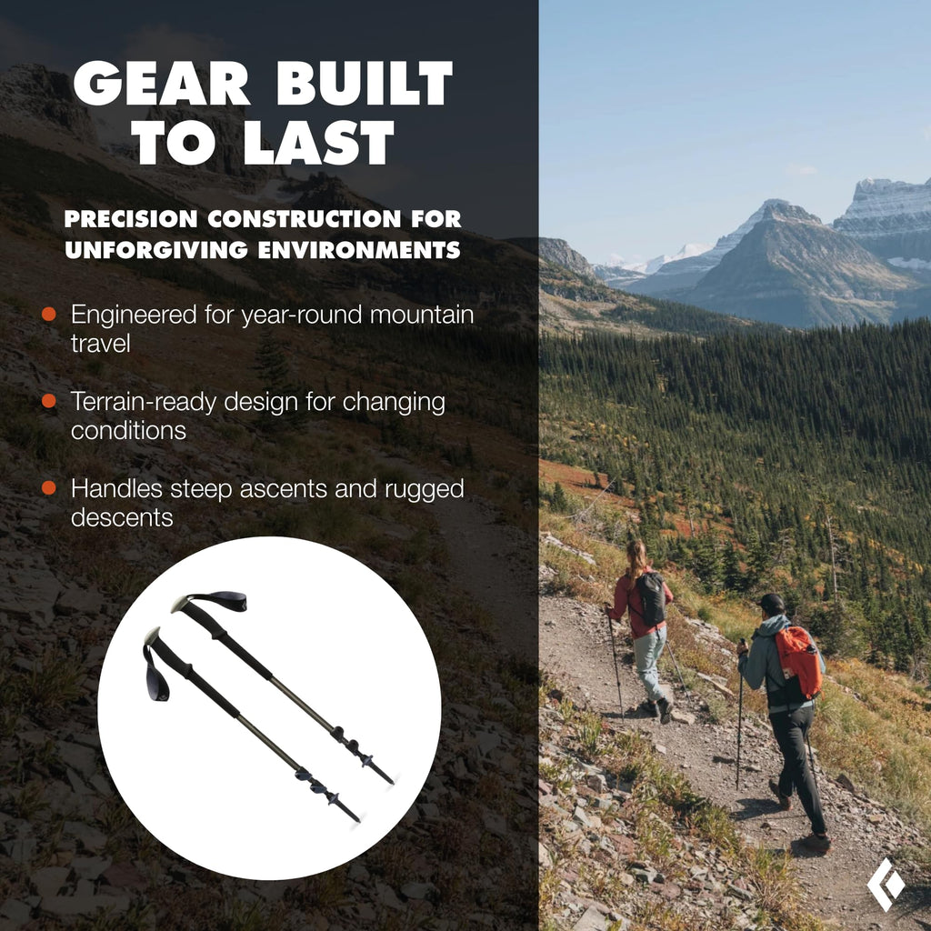 BLACK DIAMOND Trail Trekking Poles (Pair) | Lightweight Aluminum Hiking Poles | Natural, Cork, or Foam Grips | FlickLock Adjustable Shafts for All-Season Stability