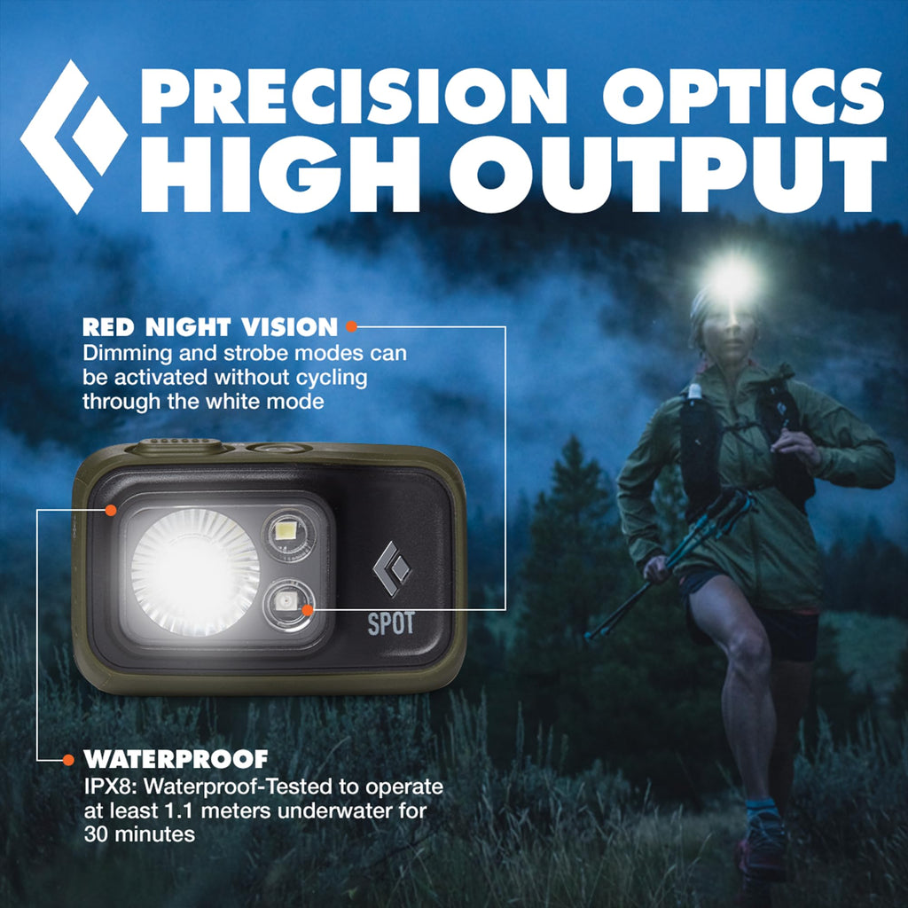 BLACK DIAMOND Spot 400 Headlamp | 400 Lumens Brightness, Dimmable | Waterproof & Durable | 3X AAA Battery Operated (Included) | Graphite