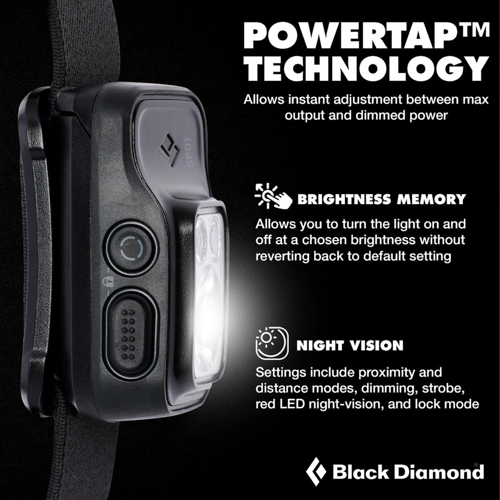 BLACK DIAMOND Spot 400 Headlamp | 400 Lumens Brightness, Dimmable | Waterproof & Durable | 3X AAA Battery Operated (Included) | Graphite