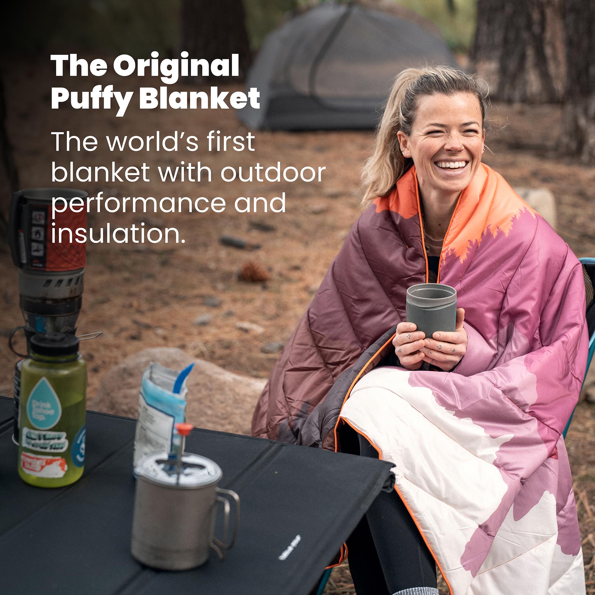 Rumpl Original Puffy 1-Person Blanket for Camping and Outdoors, Alpenglow