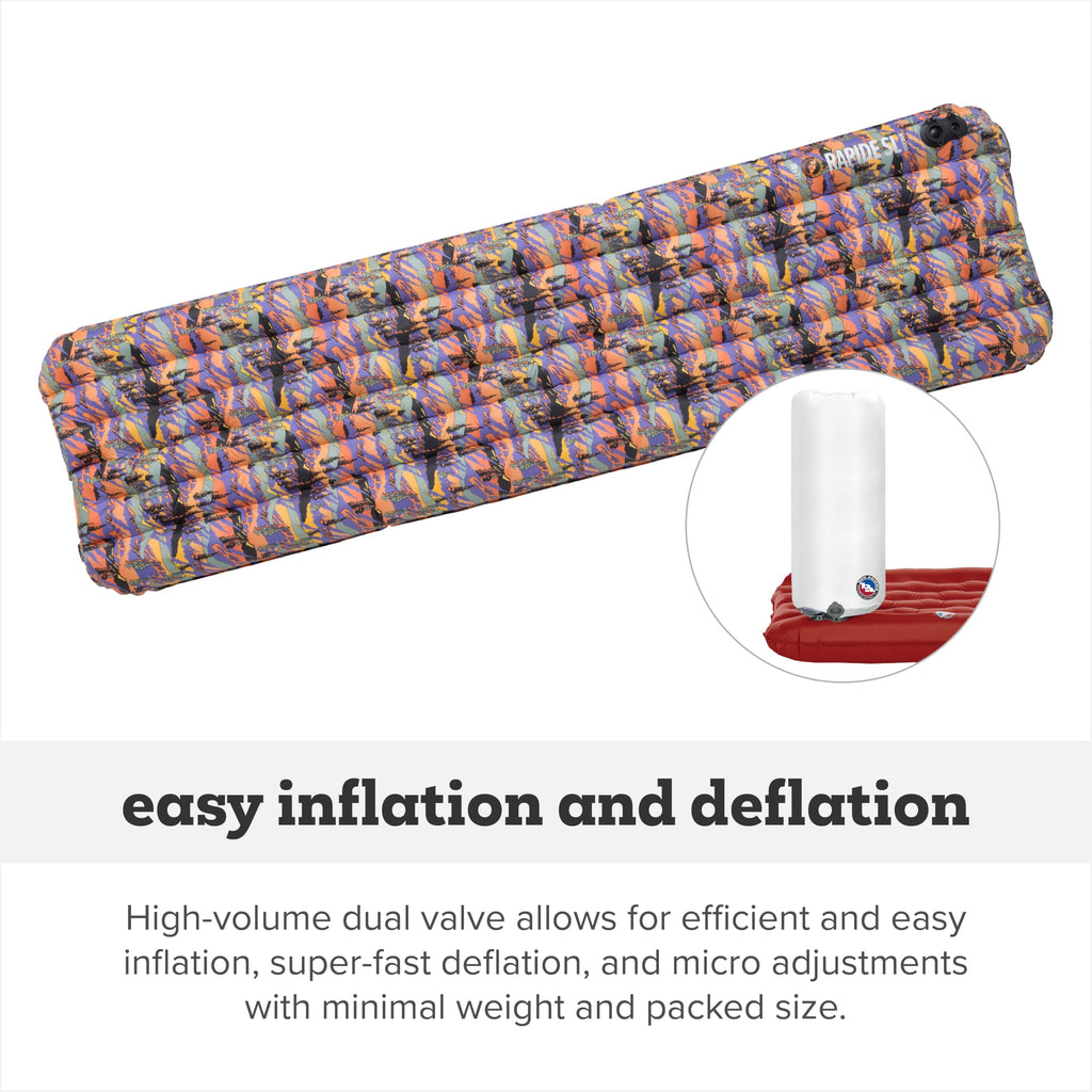 Big Agnes Rapide SL - Insulated Sleeping Pad, Ultralight, All Season Compact Backpacking and Hiking, Pumphouse Sack Included, Orange, 20x72 Regular