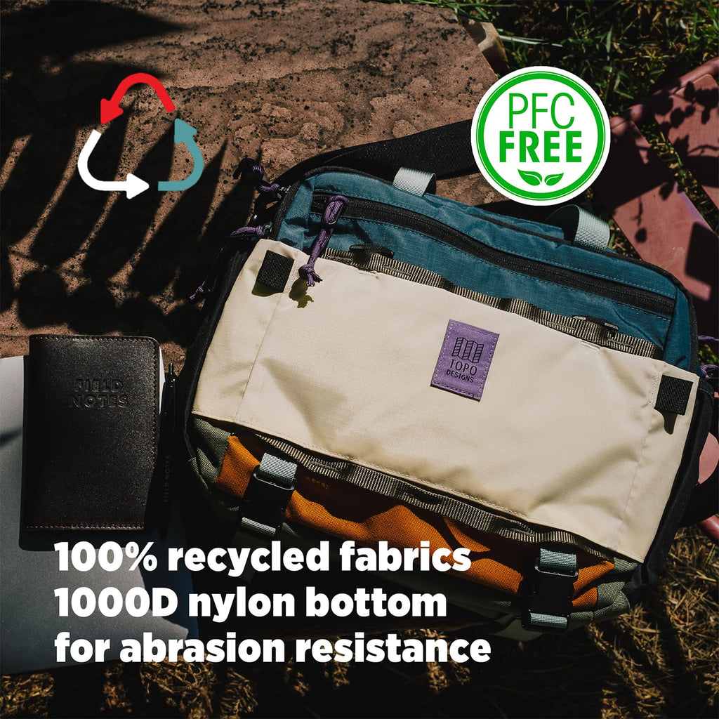 Topo Designs Mountain Cross Bag, Functional + Flexible Over Shoulder, Commuter Briefcase, Exterior Bottle Holders, Fair Trade