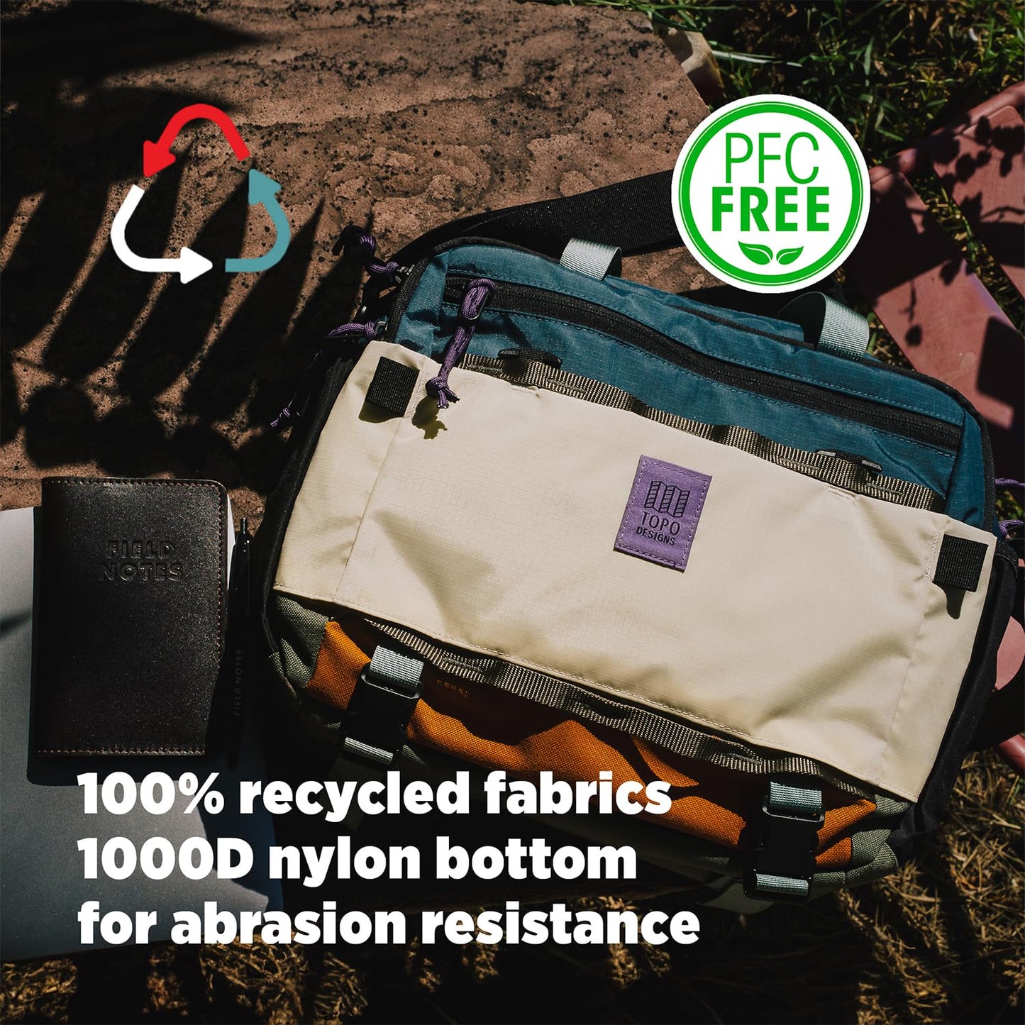 Topo Designs Mountain Cross Bag, Functional + Flexible Over Shoulder, Commuter Briefcase, Exterior Bottle Holders, Fair Trade