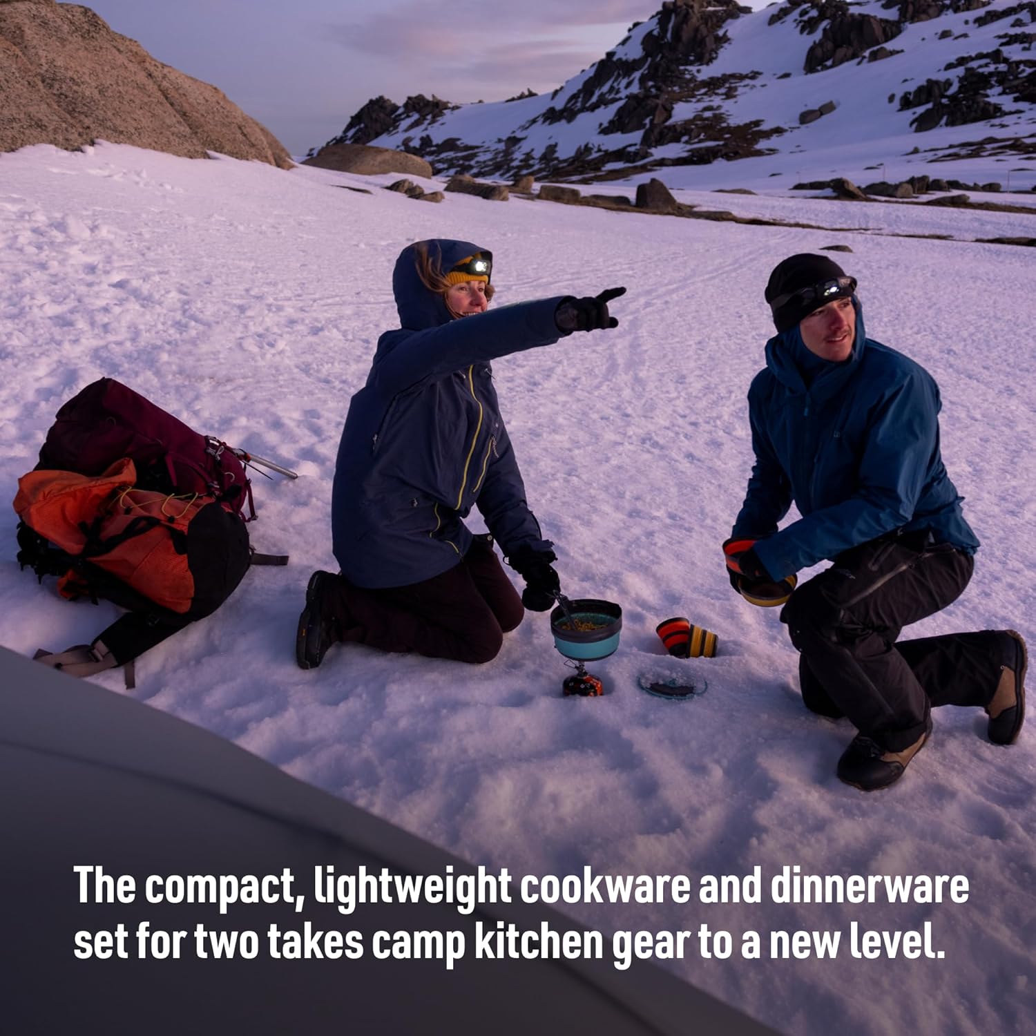 Sea to Summit Frontier Ultralight Collapsible One Pot Cook Set, 2-Person (1 Pot, 2 Bowls, 2 Cups)