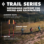 BLACK DIAMOND Trail Trekking Poles (Pair) | Lightweight Aluminum Hiking Poles | Natural, Cork, or Foam Grips | FlickLock Adjustable Shafts for All-Season Stability