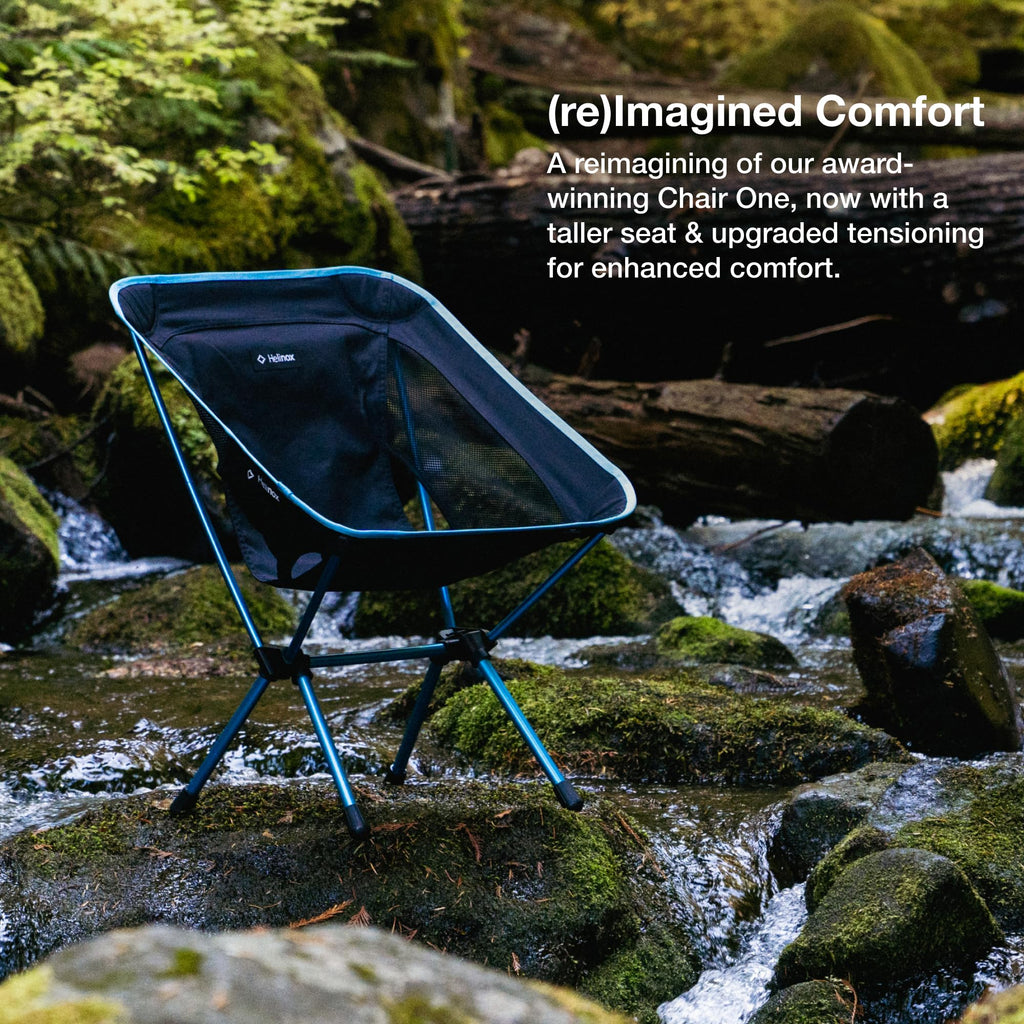 Helinox Chair One (re) High-Performance Camping Chair, Lightweight Compact Collapsible Outdoor Chairs, Backpacking, Picnic, Adventures, Black/Blue